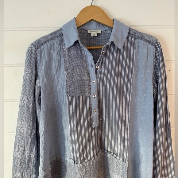 Sundance Mariel Tunic Patchwork Gauzy Oversized Boho Button Down Blouse Top XS - Picture 5 of 16